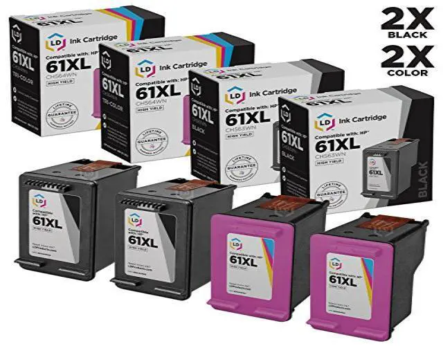 Alt view image 4 of 4 - LD © Remanufactured Ink Cartridge Replacements for HP CH561WN (HP 61) Black and HP CH562WN (HP 61) Color (2 Black and 2 Color)