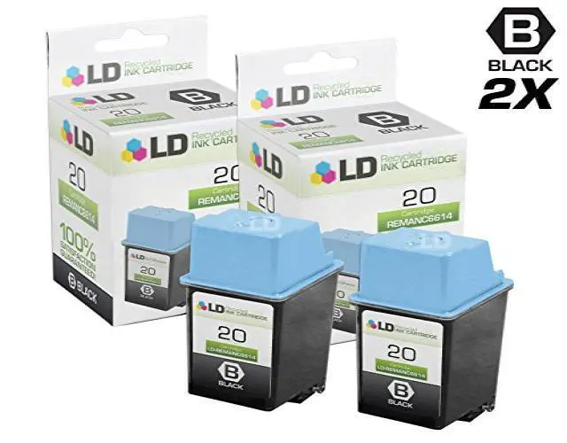 Alt view image 3 of 3 - LD © Remanufactured Replacements for Hewlett Packard C6614DN (HP 20) Set of 2 Black Inkjet Cartridges for use in HP Apollo, Deskjet, & FAX Printers