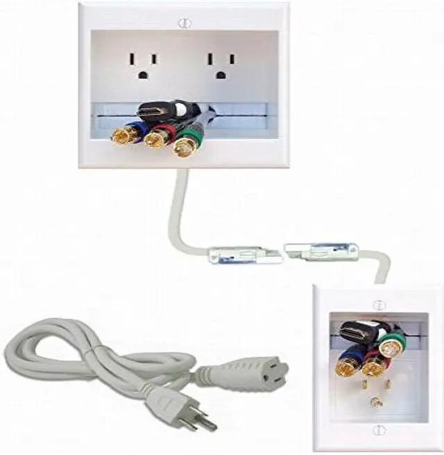 Alt view image 11 of 12 - PowerBridge TWO-CK Dual Outlet Recessed In-Wall Cable Management System with PowerConnect for Wall-Mounted Flat Screen LED, LCD, and Plasma TVs
