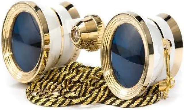 Alt view image 2 of 2 - Barska AB11280 3x25 Blueline Opera Glasses with Gold Trim Necklace and Reading Light