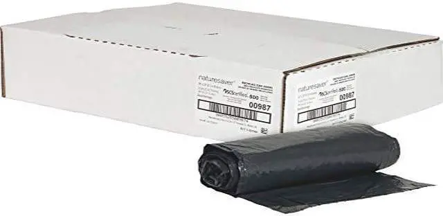 Alt view image 10 of 12 - Nature Saver Trash Can Liners Rcycld 7-10 Gal .65mil 24"x23" 500/BX BK 00987