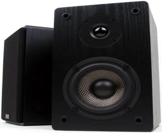 Alt view image 15 of 16 - Micca Bookshelf Speakers w/4" Carbon Fiber Woofer&Silk Dome Tweeter (Black, Pair) MB42