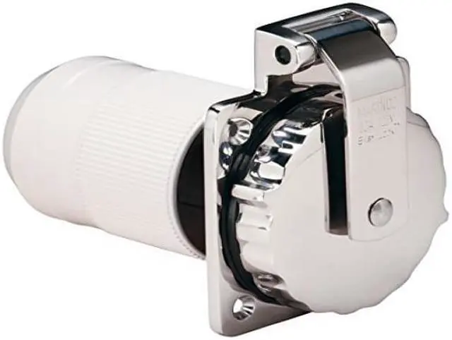 Alt view image 2 of 5 - Marinco 6373EL-B 50Amp 125/250V Stainless Steel Inlet