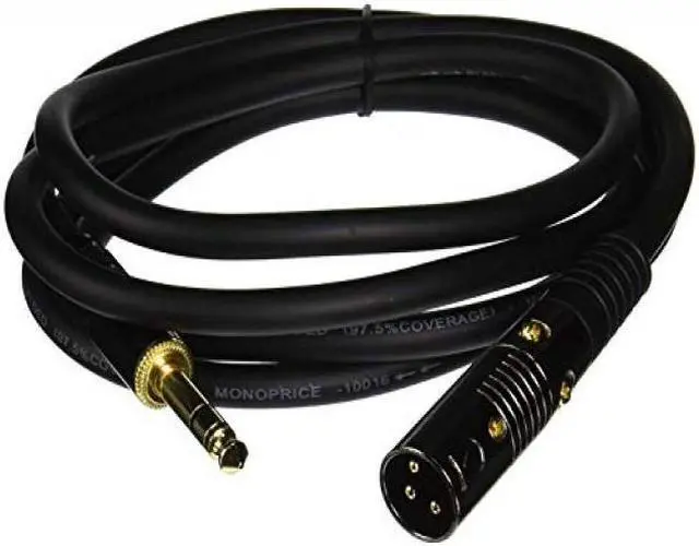 Alt view image 2 of 9 - Monoprice 6ft Premier Series XLR Male to 1/4in TRS Male Cable, 16AWG (Gold Plated)