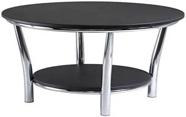Alt view image 6 of 10 - Maya Round Coffee Table, Black Top, Metal Legs By Winsome Wood