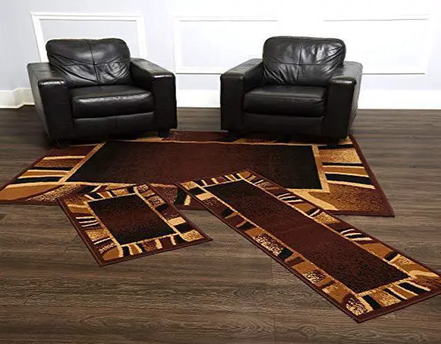 Alt view image 3 of 3 - Home Dynamix Area Rugs: Ariana Rug: 7542 Modern Striped Bordered Brown: 3 Piece Set