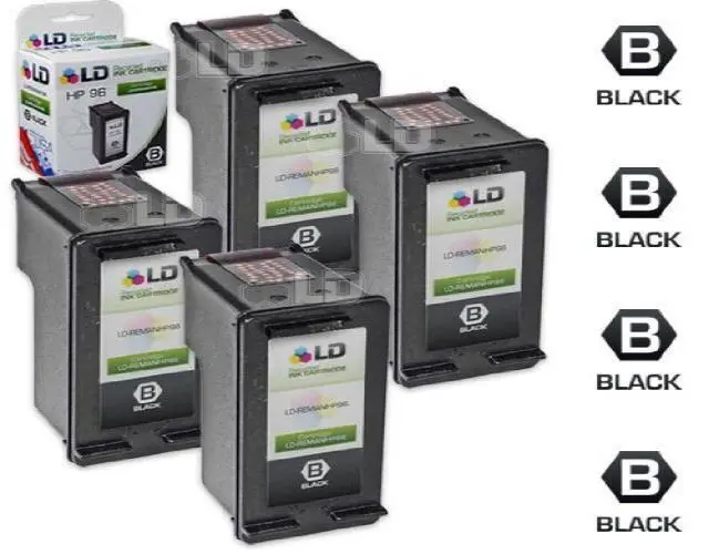 Alt view image 3 of 3 - LD © Remanufactured Replacement Ink Cartridges for Hewlett Packard C8767WN (HP 96) High-Yield Black (4 Pack)