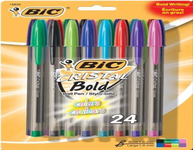 Alt view image 5 of 17 - BIC Pen,Cristal,Xtra Bold,24 MSBAPP241AST