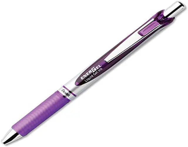 Alt view image 2 of 10 - Pentel Gel Pen Retractable Metal Tip .7mm 12/BX Violet Barrel/Ink BL77VDZ