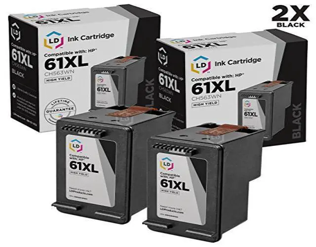 Alt view image 3 of 3 - LD © Remanufactured Replacement Ink Cartridges for Hewlett Packard CH561WN (HP 61) Black (2 pack)