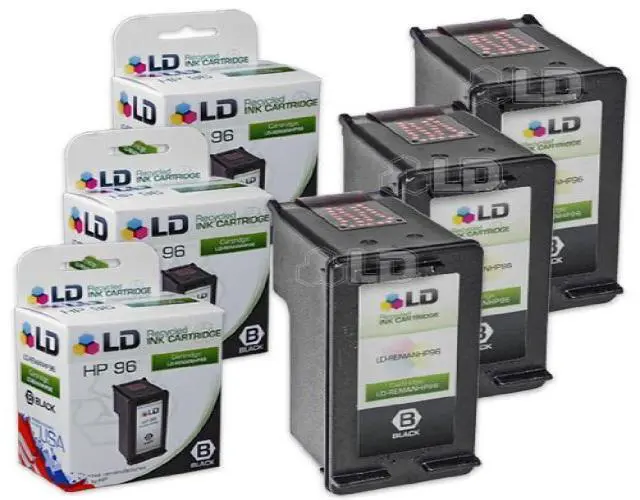 Alt view image 3 of 3 - LD © Remanufactured Replacement Ink Cartridges for Hewlett Packard C8767WN (HP 96) High-Yield Black (3 Pack)