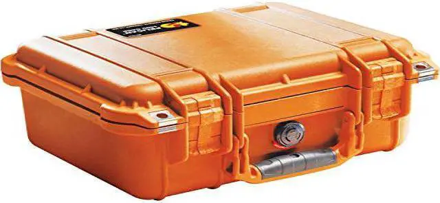 Alt view image 3 of 5 - Pelican 1400 Small 13x11x6in Protector Waterproof Carry Case, Orange, No Foam