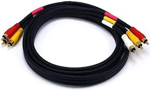 Alt view image 3 of 5 - Monoprice 6ft Triple RCA Stereo Video Dubbing Composite Cable (3x RG59U)