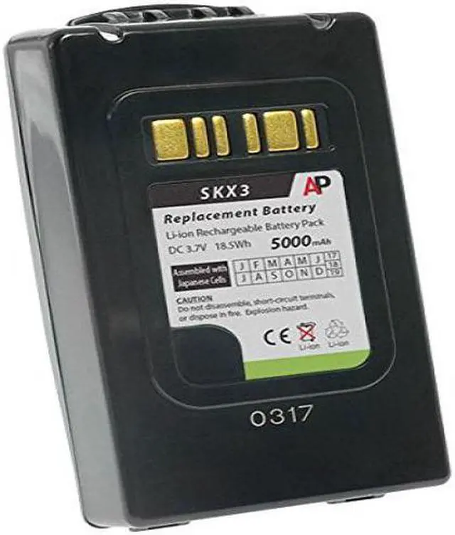 Alt view image 2 of 5 - Replacement Extended Battery for Datalogic / PSC Skorpio X3 Scanners. 5200 mAh