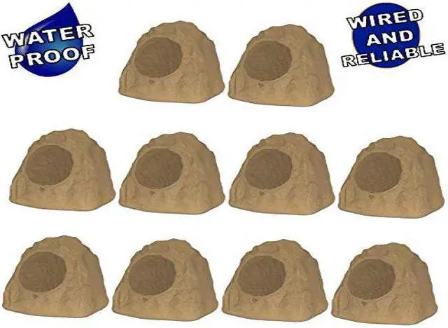 Alt view image 7 of 8 - Theater Solutions 10R8S Outdoor Sandstone 8" Rock 10 Speaker Set for Deck Pool Spa Yard Garden