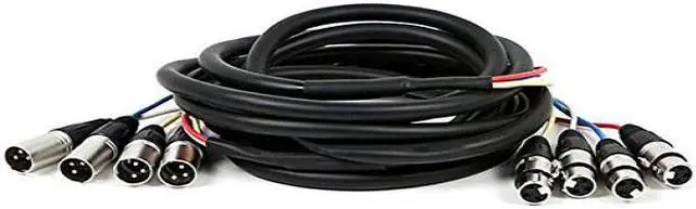 Alt view image 5 of 11 - Monoprice 4-Channel XLR Male to XLR Female Snake Cable Cord - 15 Feet- Black/Silver With Metal Connector Housings Plastic And Rubber Cable Boots