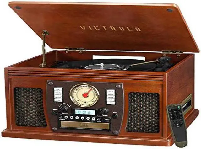 Alt view image 4 of 8 - Victrola 7-in-1 Bluetooth Record Player with USB Recording Mahogany