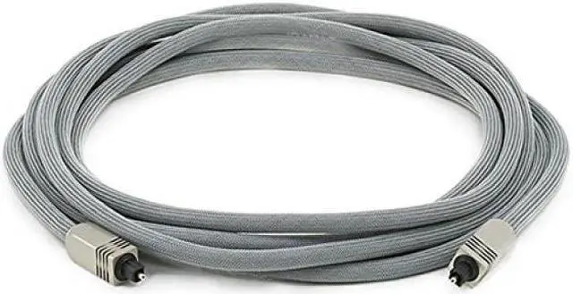 Alt view image 4 of 10 - Monoprice Premium S/PDIF (Toslink) Digital Optical Audio Cable - Silver - 12 Feet | Heavy Duty Mesh Jacket, Metal Connector Heads, For Play Station, Xbox one, Home theater & More