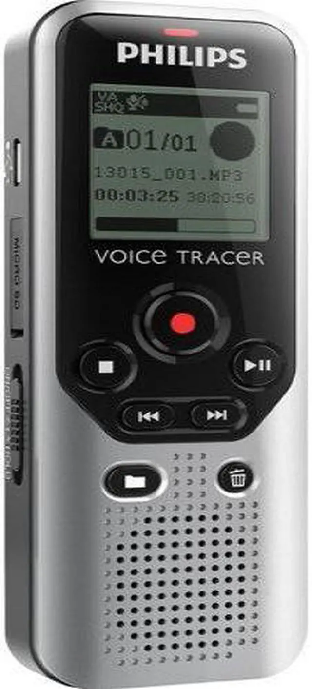 Alt view image 5 of 5 - Philips Voice Tracer DVT1200 4GB Digital Voice Recorder - 4 GB Flash Memory - 1.3" LCD - Headphone - 270 HourspeaceRecording Time - Portable