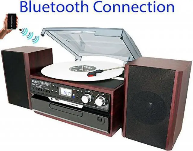Alt view image 4 of 11 - 7-in-1 Boytone BT-24DJM Turntable with Bluetooth Connection, 3 Speed 33, 45, 78 Rpm, CD, Cassette Player AM, FM USB, SD