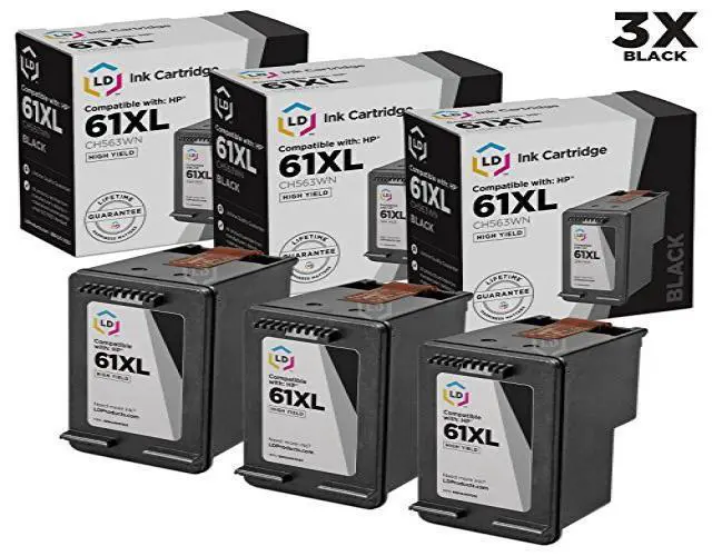 Alt view image 3 of 3 - LD Remanufactured Replacement Ink Cartridges for HP CH563WN HP 61XL / 61 High-Yield Black (3 Pack) for the HP ENVY 5530, 5531, HP DeskJet 3054, J610a, 2514, 3512, 3056A, OfficeJet 4632 DeskJet 3056A