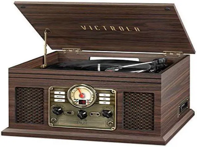 Alt view image 4 of 7 - Victrola Nostalgic Classic Wood 6-in-1 Bluetooth Turntable Entertainment Center, Espresso