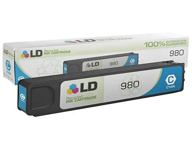 Alt view image 2 of 2 - LD © Remanufactured Replacement for Hewlett Packard D8J07A (HP 980) Cyan Ink Cartridge for use in HP OfficeJet Enterprise Color Flow MFP X585z, MFP X585dn, MFP X585f, X555dn, and X555xh