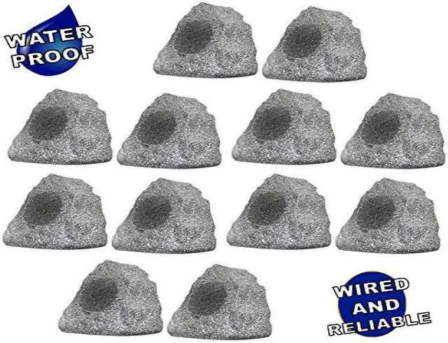 Alt view image 2 of 8 - Theater Solutions 12R4G Outdoor Granite Rock 12 Speaker Set for Deck Pool Spa Patio Garden