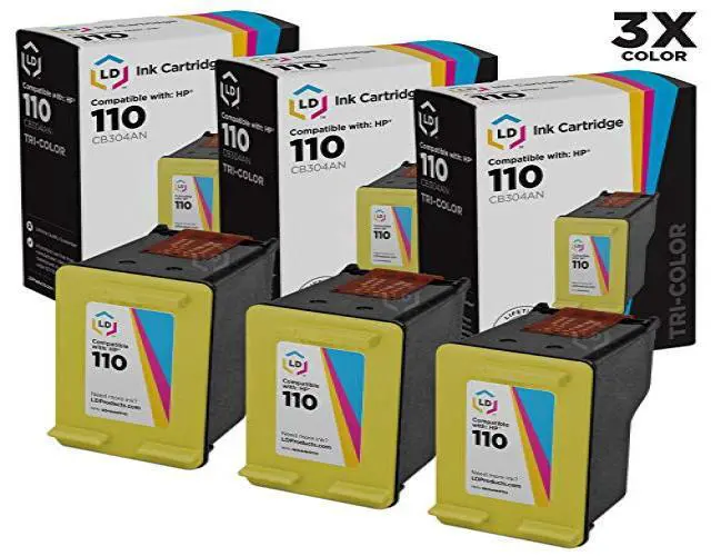 Alt view image 3 of 3 - LD © Remanufactured Replacement Ink Cartridges for Hewlett Packard CB304AN (HP 110) Tri-Color (3 Pack)
