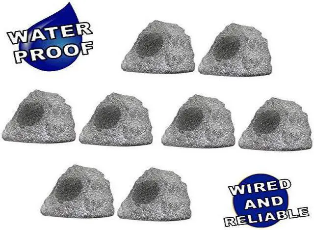 Alt view image 2 of 8 - Theater Solutions 8R4G Outdoor Granite Rock 8 Speaker Set for Deck Pool Spa Patio Garden