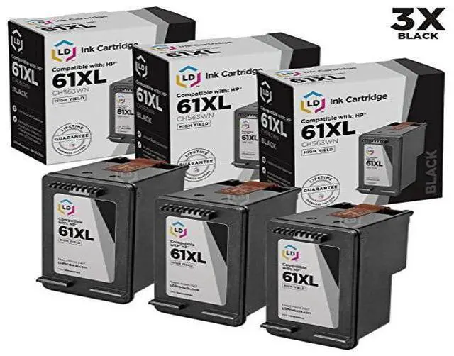 Alt view image 3 of 3 - LD © Remanufactured Replacement Ink Cartridges for Hewlett Packard CH561WN (HP 61) Black (3 pack)