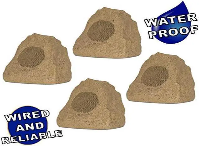 Alt view image 8 of 8 - Theater Solutions 4R4S Outdoor Sandstone Rock 4 Speaker Set for Yard Patio Pool Spa