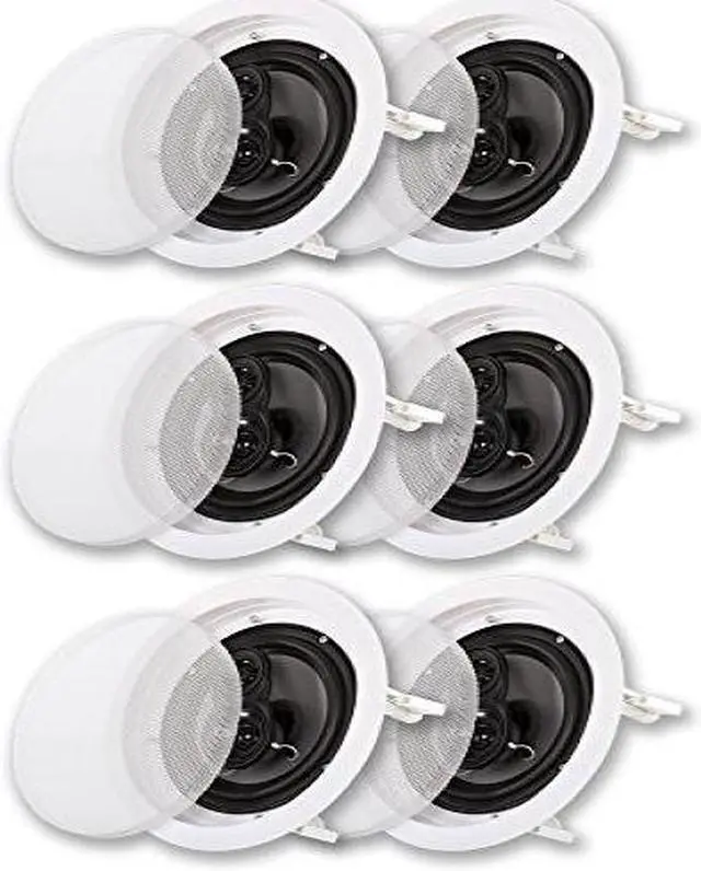 Alt view image 8 of 10 - Acoustic Audio CS-IC63 In Ceiling 6.5" Speaker 3 Pair Pack 3 Way Home Theater Flush Mount