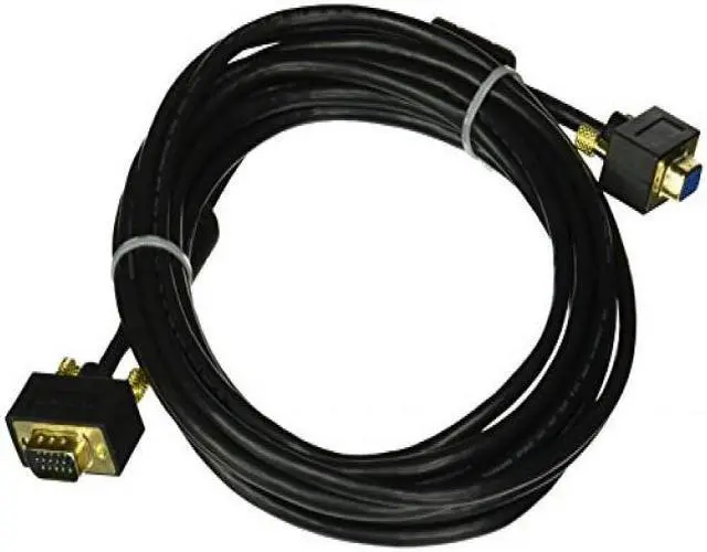 Alt view image 5 of 9 - Monoprice Ultra Slim SVGA Super VGA Male to Female Monitor Cable - 15 Feet With Ferrites | 30/32AWG, Gold Plated Connector
