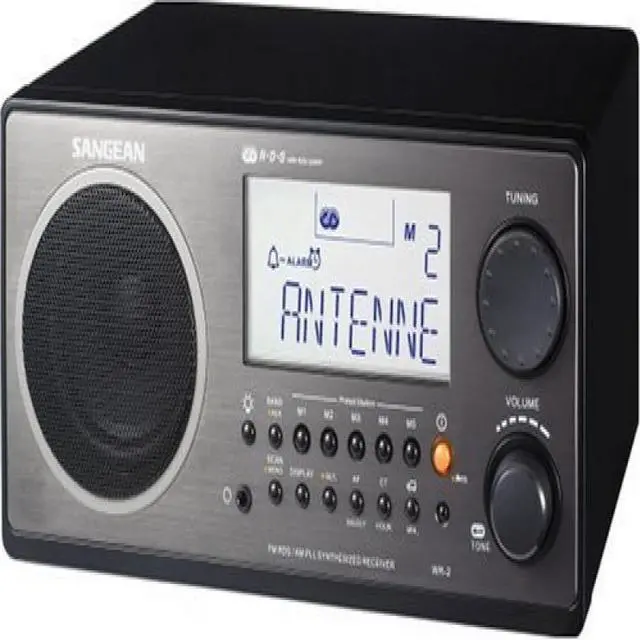 Main image of sangean wr2bk fmrbds am wooden cabinet digital tuning radio black