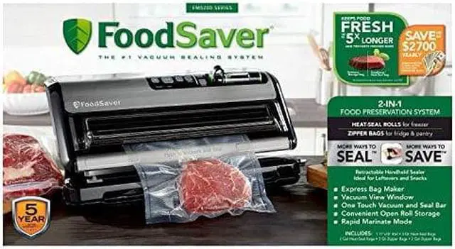 Alt view image 7 of 10 - FoodSaver FM5200 Series 2-In-1 Vacuum Sealing System for Food Preservation with Open Roll Storage
