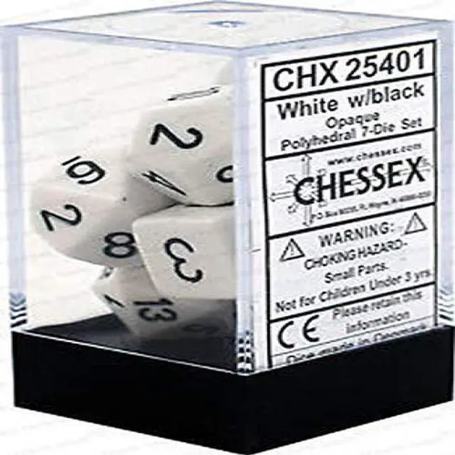 Main image of Chessex CHX25401 Dice-Opaque White/Black Set