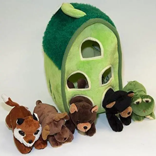 Alt view image 2 of 4 - Forest Animal House with 5 Animals( 2 Bears, Moose, Frog, Fox)
