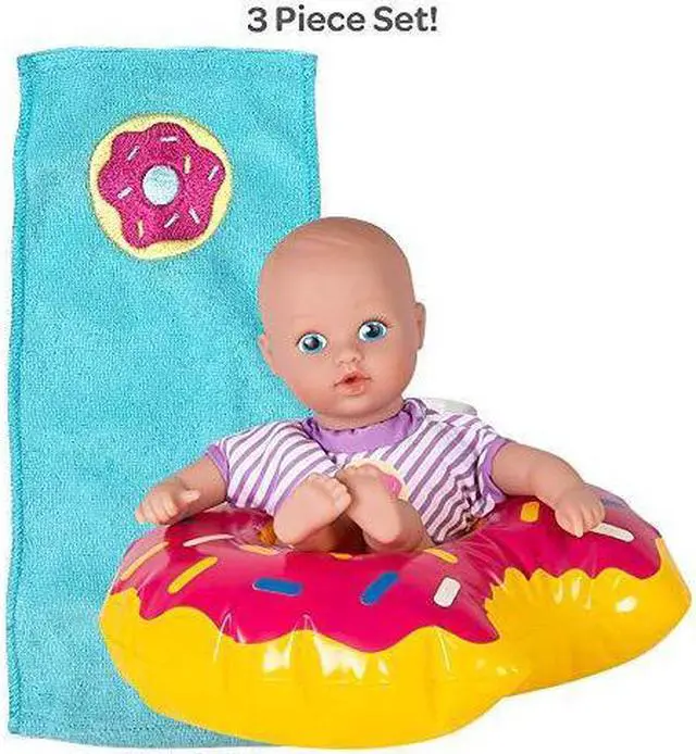 Alt view image 2 of 2 - adora baby bath toy splashtime baby tot sprinkle donut 8.5 inch mini vinyl doll toy for bathtub water/shower/swimming pool time play, exclusive quickdri body, 3piece playset for toddlers