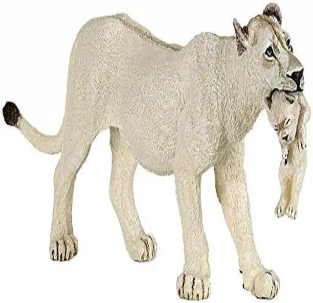 Alt view image 3 of 3 - papo white lioness with cub figure, multicolor
