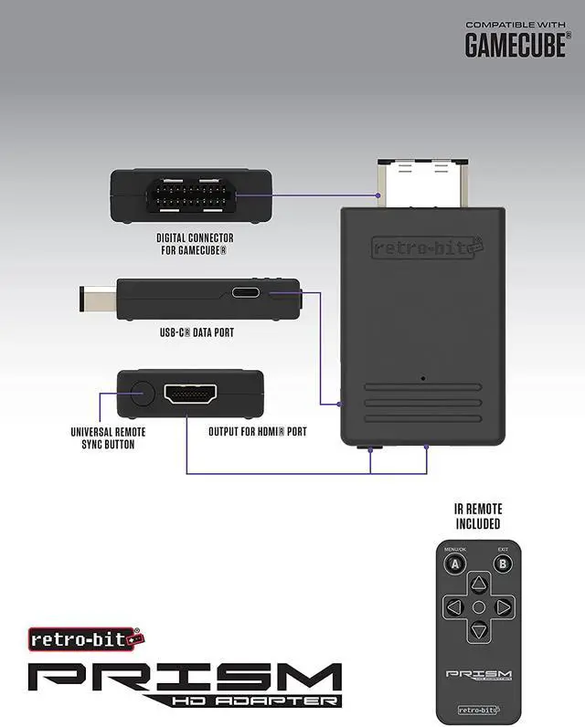 Alt view image 5 of 7 - Retro-Bit Prism HDMI Adapter for GameCube - AV to HDMI Converter/Upscaler for 1080P Support
