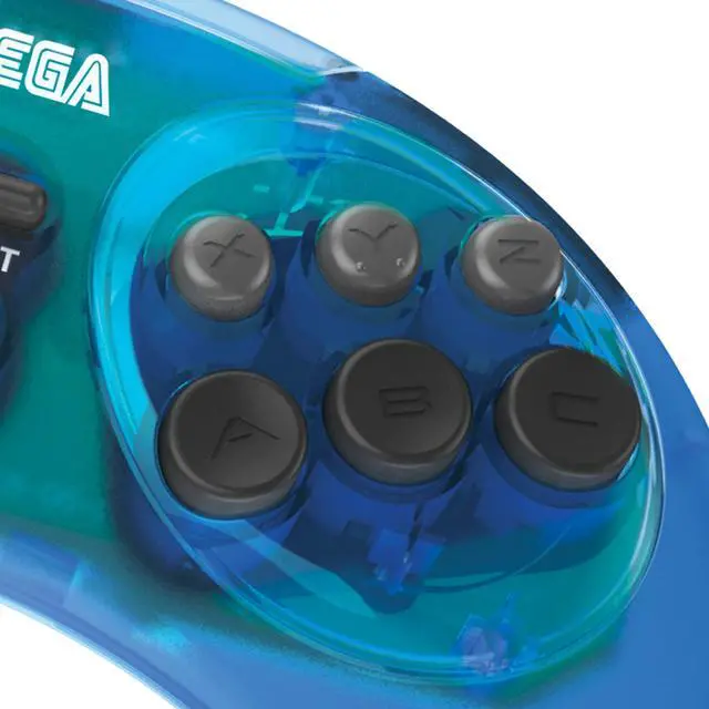 Alt view image 5 of 8 - Retro-Bit Official Sega Genesis 8-Button Arcade Pad - USB Port - Clear Blue - PC; Mac; Linux