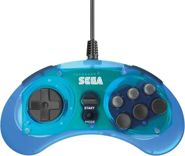 Alt view image 6 of 8 - Retro-Bit Official Sega Genesis 8-Button Arcade Pad - USB Port - Clear Blue - PC; Mac; Linux