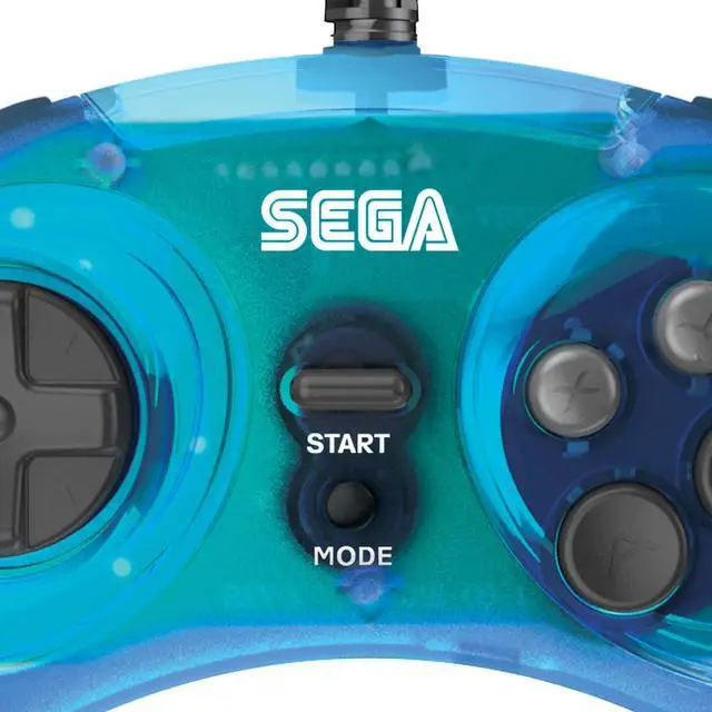 Alt view image 7 of 8 - Retro-Bit Official Sega Genesis 8-Button Arcade Pad - USB Port - Clear Blue - PC; Mac; Linux