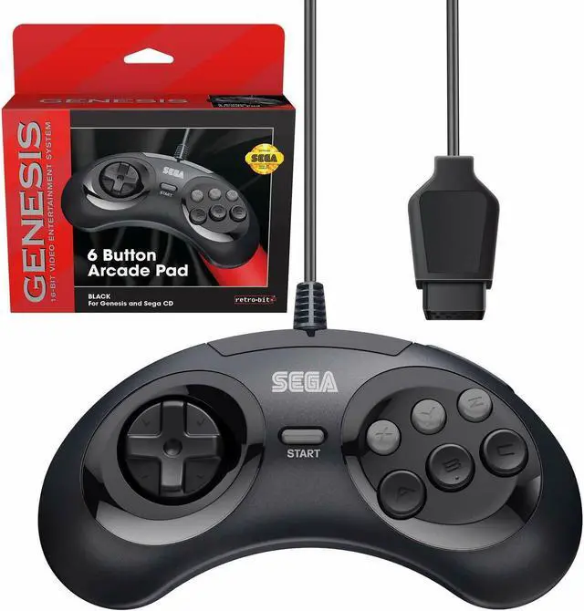 Main image of Retro-Bit Official Sega Genesis Controller 6-Button Arcade Pad - Clear BlACK