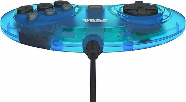 Alt view image 2 of 5 - Retro-Bit Official Sega Genesis Controller 6-Button Arcade Pad - Clear Blue