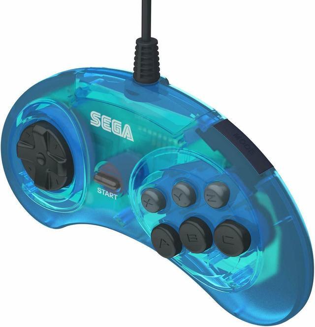 Alt view image 4 of 5 - Retro-Bit Official Sega Genesis Controller 6-Button Arcade Pad - Clear Blue