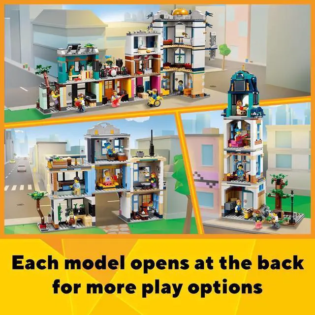 Alt view image 4 of 6 - LEGO Creator Main Street 31141 Building Toy Set, 3 in 1 Features a Toy City Art Deco Building, Market Street Hotel, Café Music Store and 6 Minifigures, Endless Play Possibilities for Boys and Girls