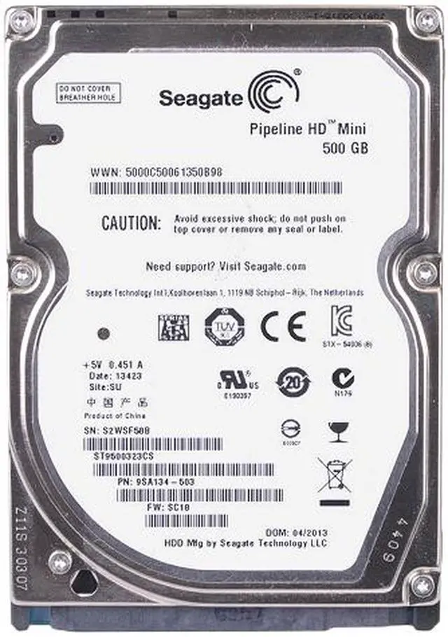 Alt view image 2 of 3 - Seagate ST9500323CS 500GB 5400 RPM 8MB Cache SATA 3.0Gb/s 2.5" Internal Notebook Hard Drive Bare Drive