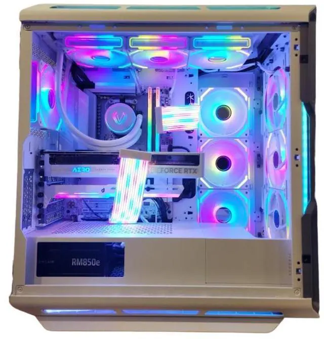 Alt view image 2 of 5 - NOX Gaming Storm High-Performance All-White Gaming PC Ryzen 7 9800X3D, RTX 5080, 32GB DDR5, 2TB NVMe SSD